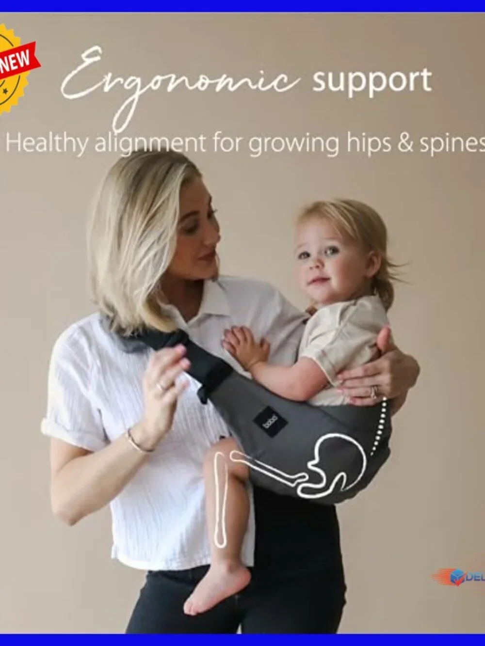 Toddler Hip Carrier Sling with Adjustable Straps, Safety Buckle, Travel Bag